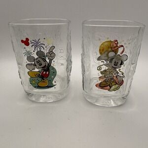 2 Vtg 2000 Disney‎ Drinking Glasses World Mickey Mouse Celebration McDonald's